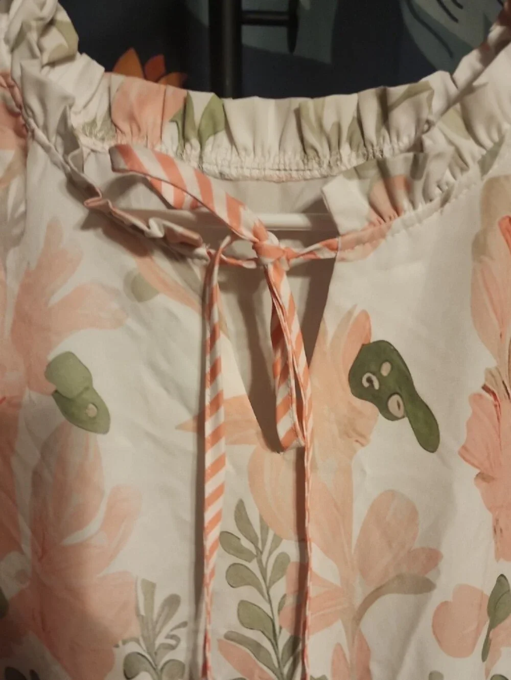 Cute Peach & Sage Floral Ruffle Dress - Picture 3 of 5